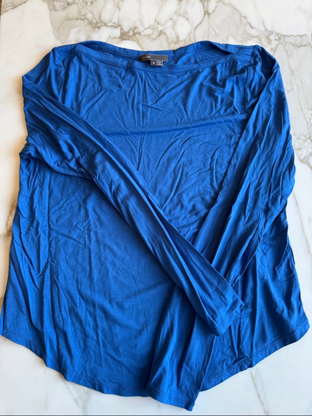 Vince Boat Neck, Long Sleeve Top in Royal Blue
